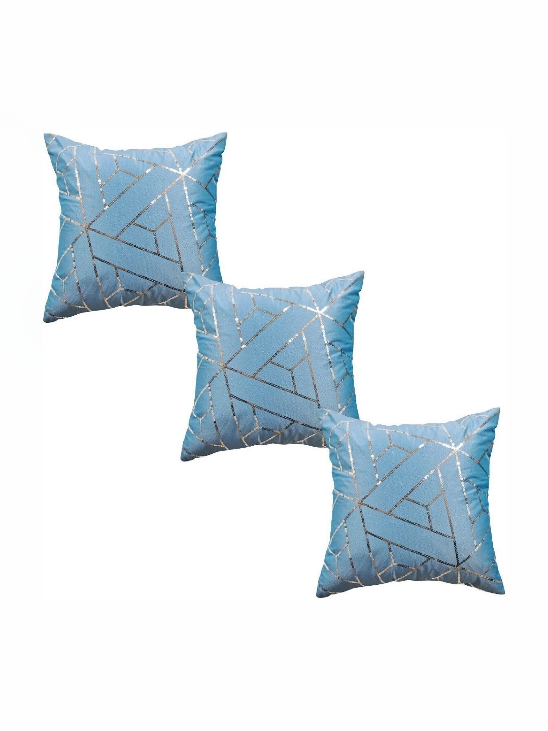 

HOME9INE Blue Set of 3 Ethnic Motifs Square Cushion Covers