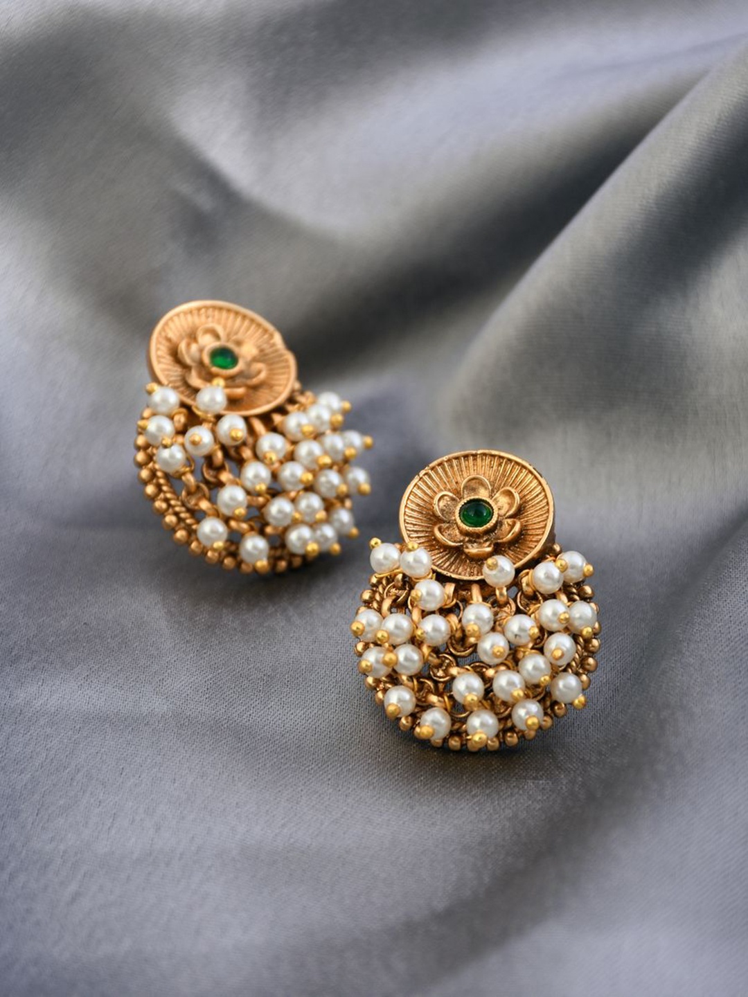 

Anvik Artificial Beaded Contemporary Shaped Drop Earrings, Gold