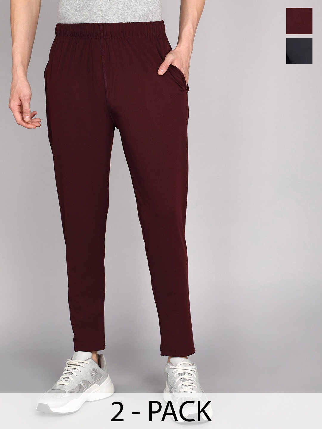 

Moda Rapido Men Pack Of 2 Dry-Fit Mid-Rise Track Pants, Maroon