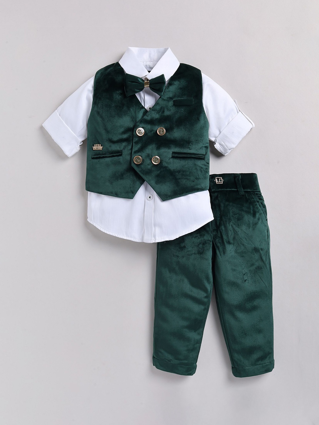 

LITTLE COLLARS Boys Single-Breasted Three-Piece Suit, Green