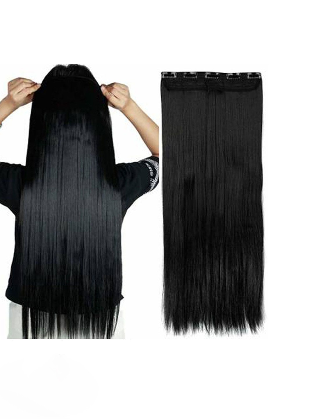 

vister Wavy Clip-In Hair Extension - 20 Inch - Black