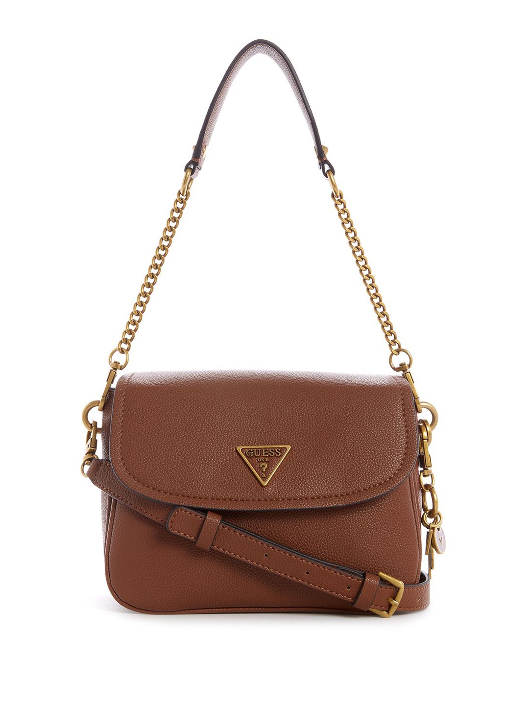 

GUESS PU Structured Shoulder Bag with Tasselled, Brown
