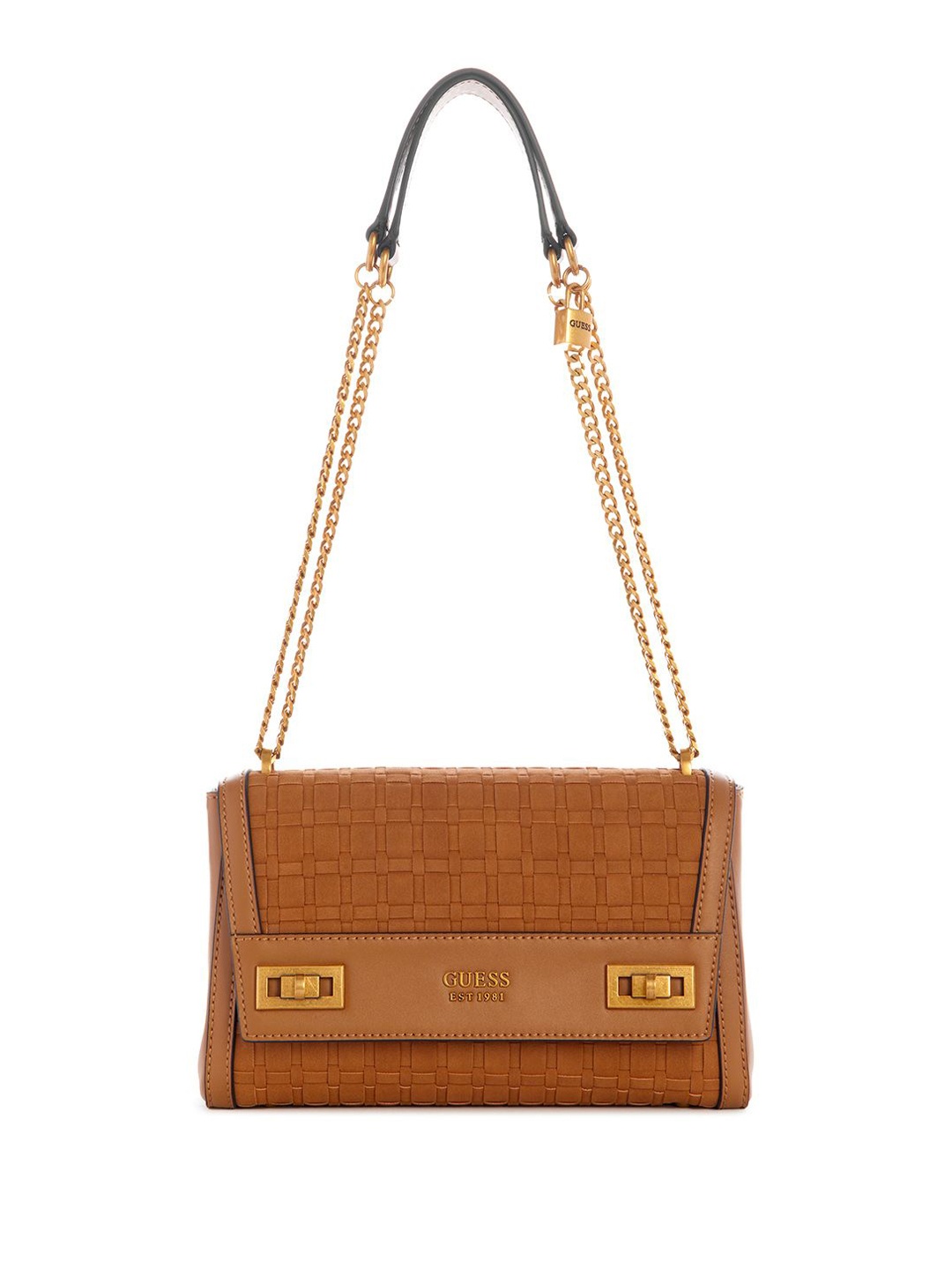 

GUESS Textured PU Structured Shoulder Bag, Tan