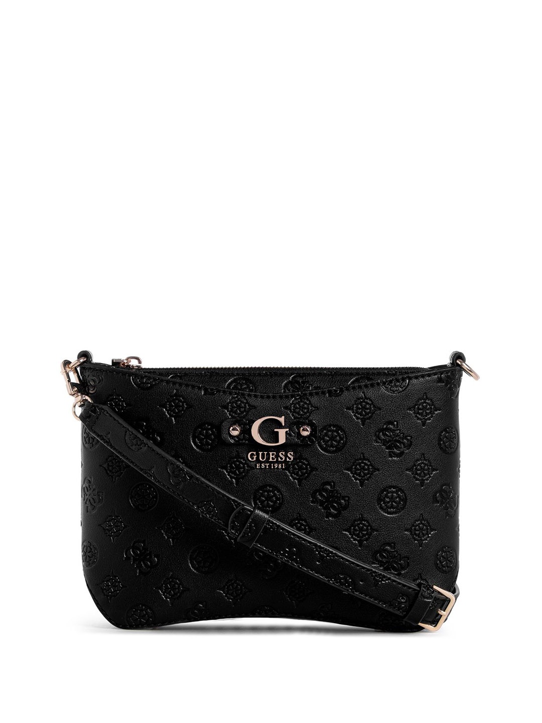 

GUESS Printed PU Bucket Shoulder Bag with Tasselled, Black