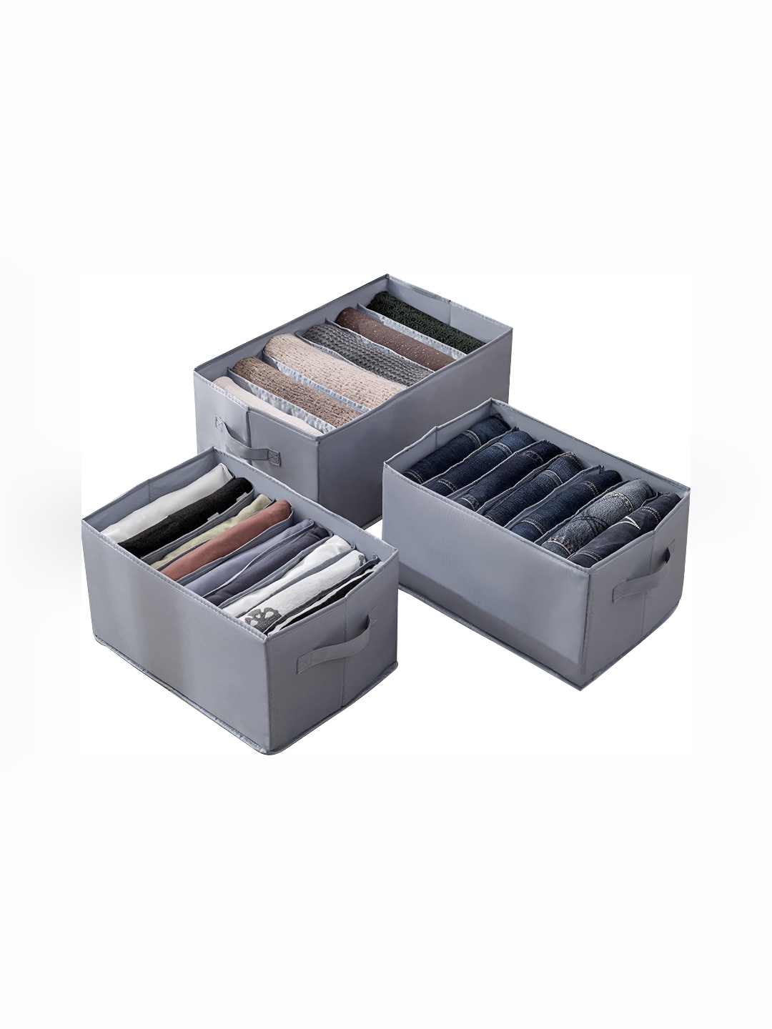 

FAVRIA Grey Set of 3 Reusable Drawer Organiser Organisers