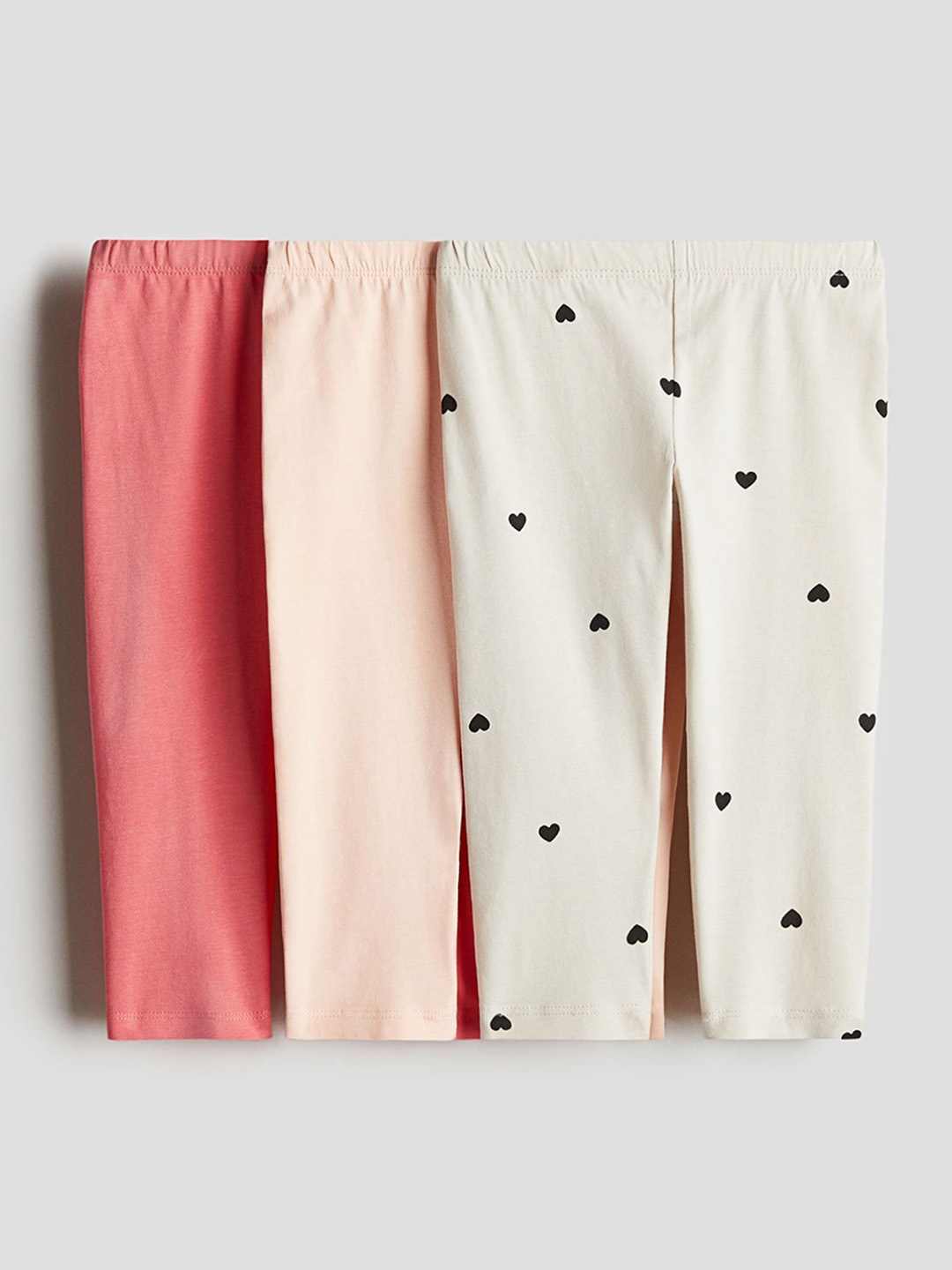 

H&M Girls 3-Pack Cotton Leggings, Pink