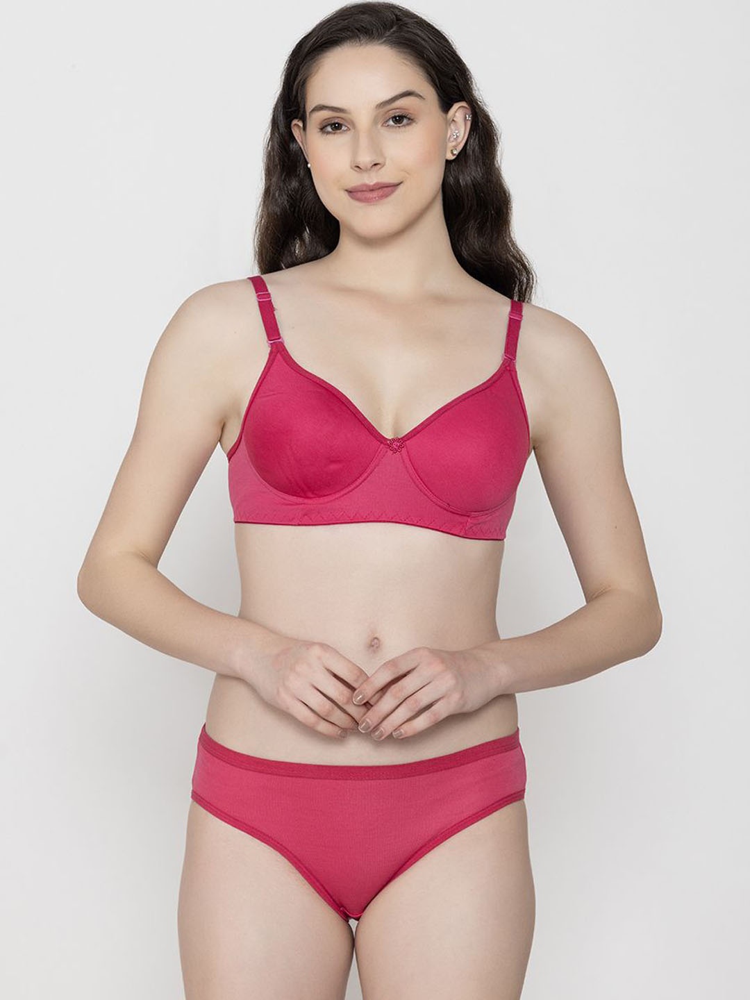 

Narsingha Dreams Women Full Coverage Shoulder Strap lingerie Set, Pink