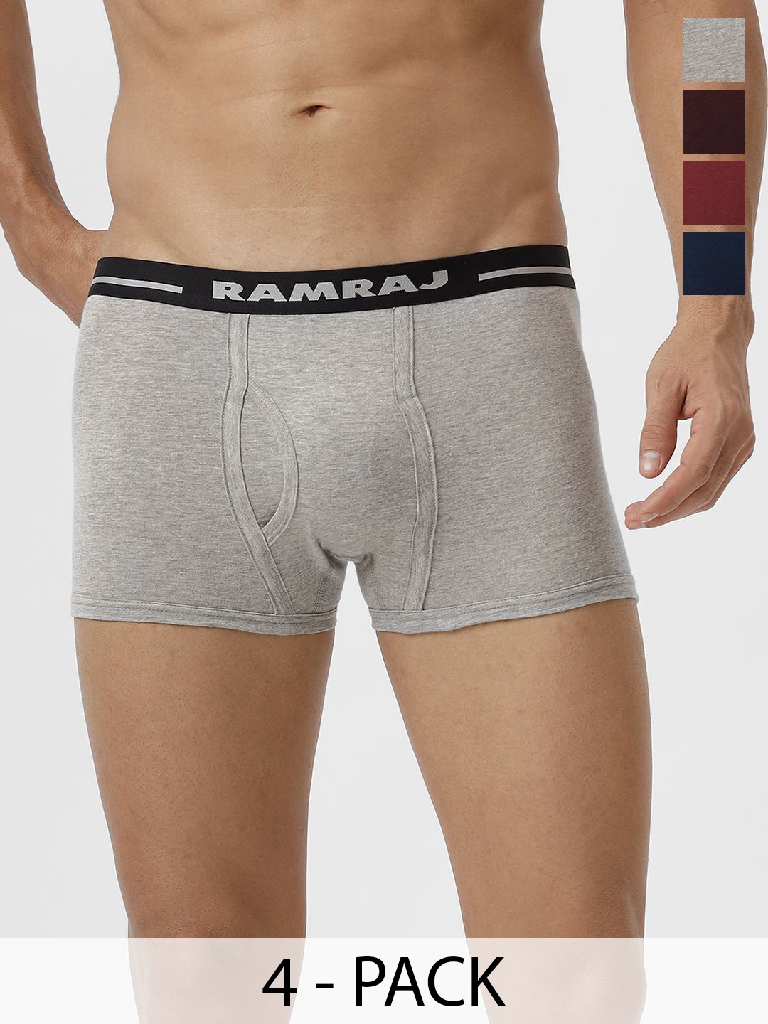 

Ramraj Pack Of 4 Cotton Short Trunks VINTRK_GMCYGWBL-4P, Grey