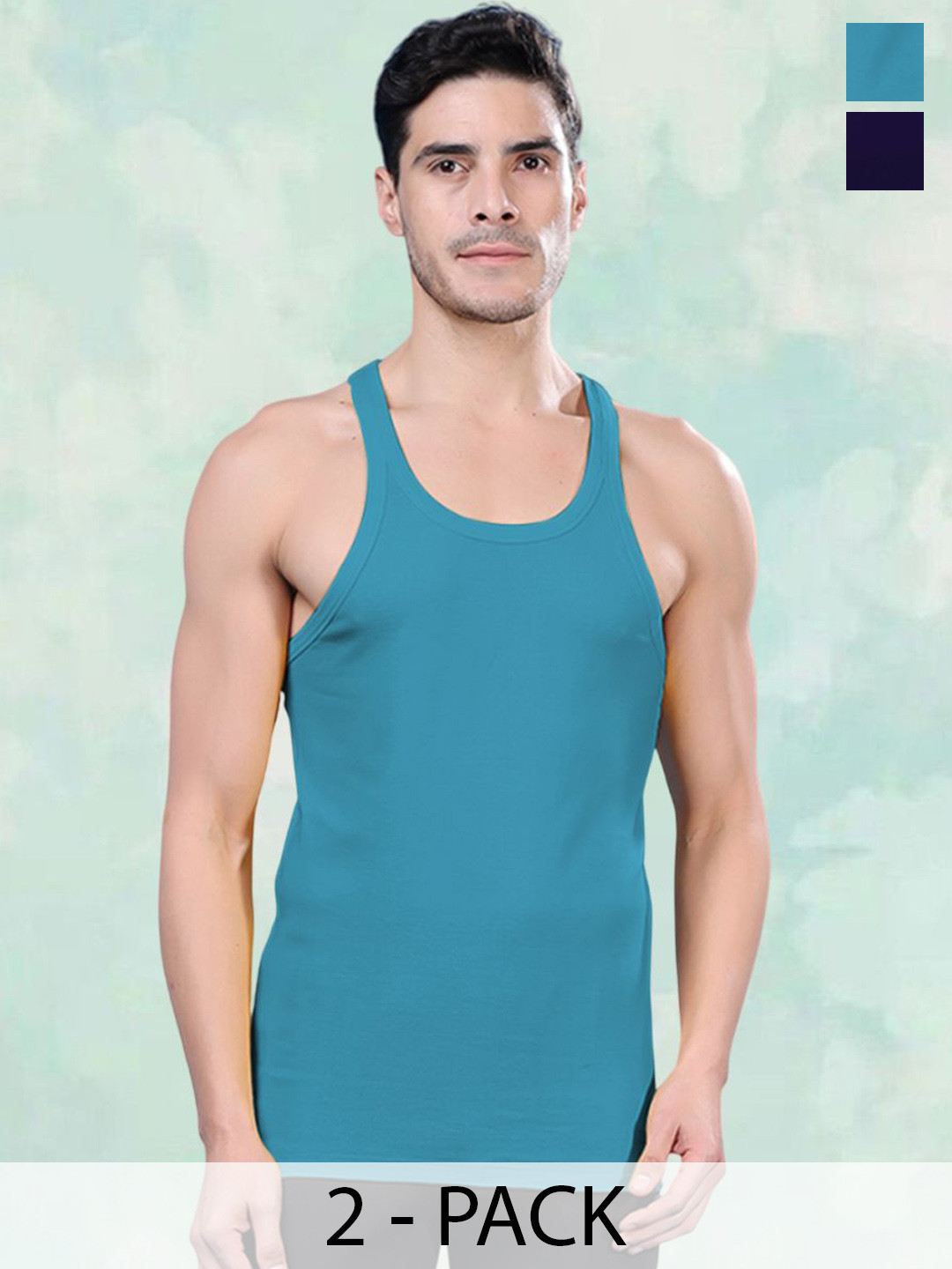 

FBAR Pack Of 2 Cotton Gym Innerwear Vests FBCA-05-20, Blue