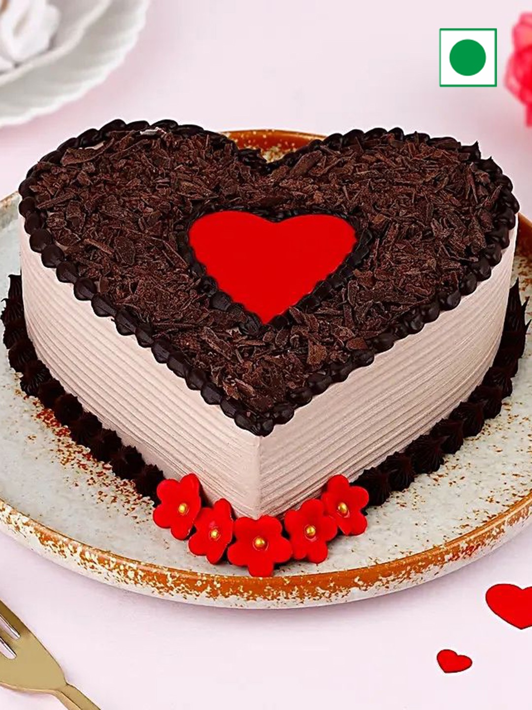 

fnp Choco Flavor Eggless Heart Cake-2Kg, Brown