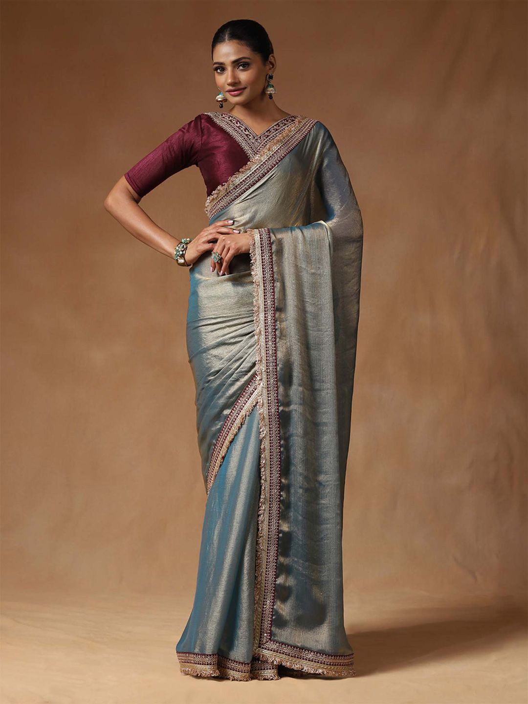 

Saree mall Embroidered Sarees With Blouse Piece, Grey