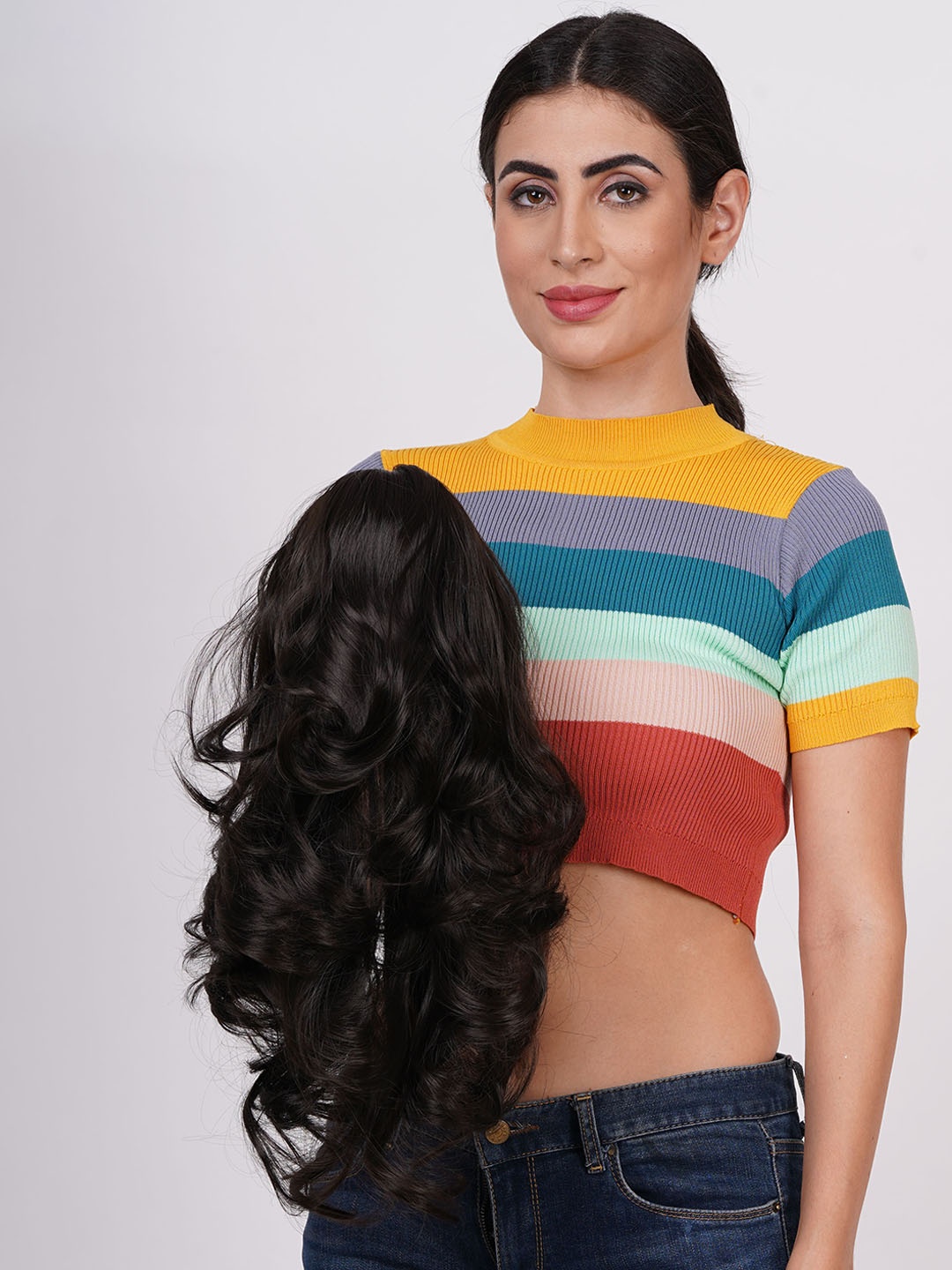 

vister Wavy Clip-In Hair Extension - 22 Inch - Natural Brown