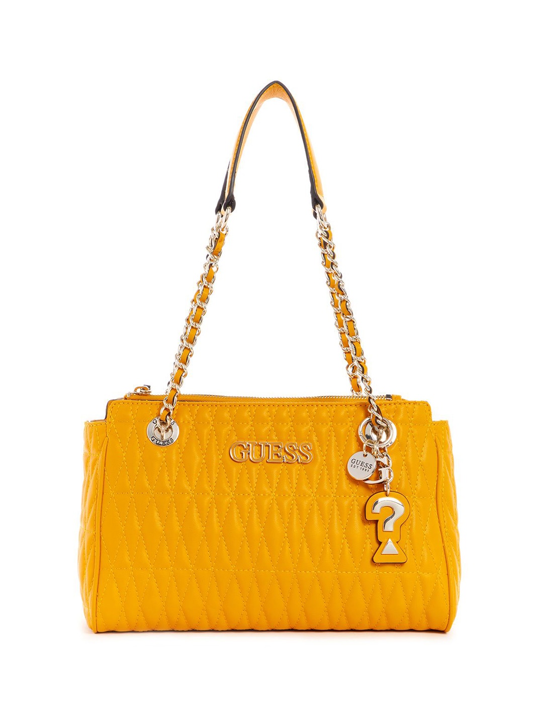 

GUESS Textured PU Structured Shoulder Bag with Quilted, Yellow