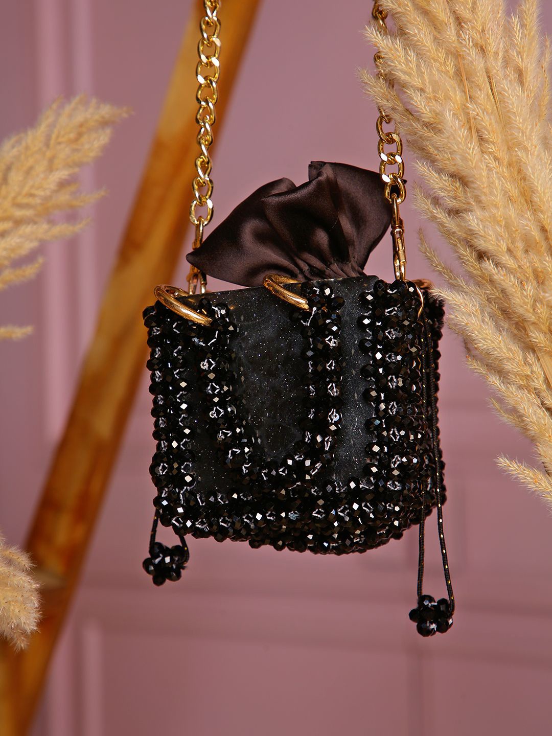 

Chiaro Women Embellished Miniature Handheld Bag, Black