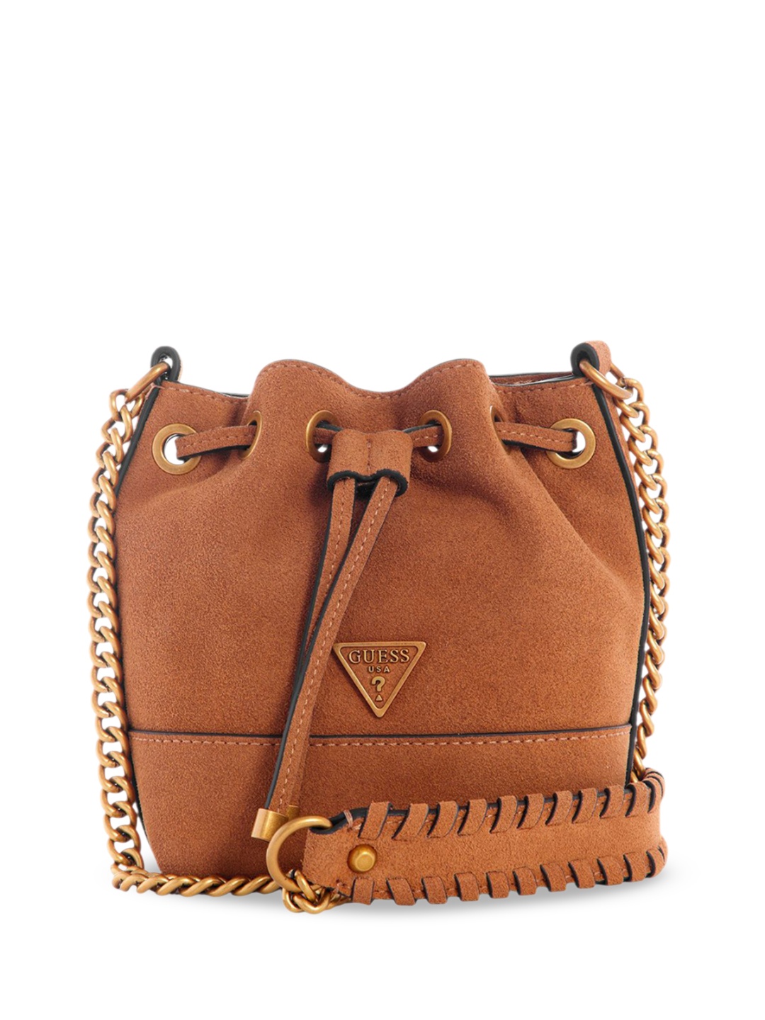 

GUESS PU Structured Shoulder Bag with Tasselled, Tan