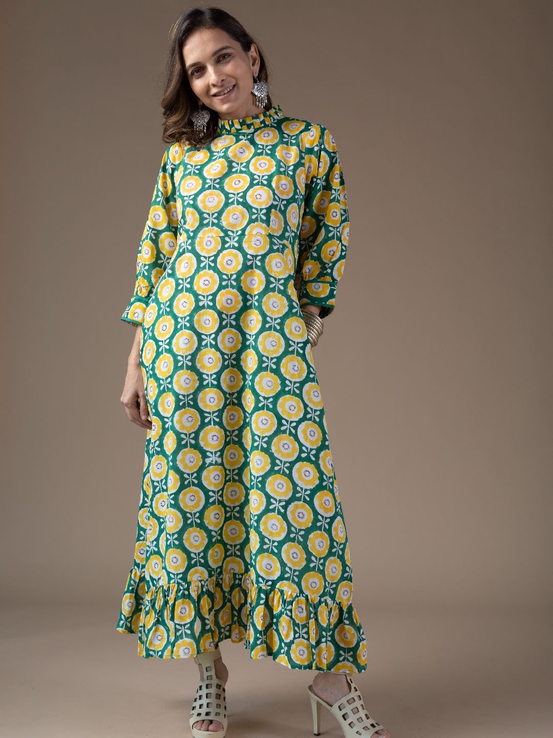 

KUSVAA Print A-Line Dress, Green