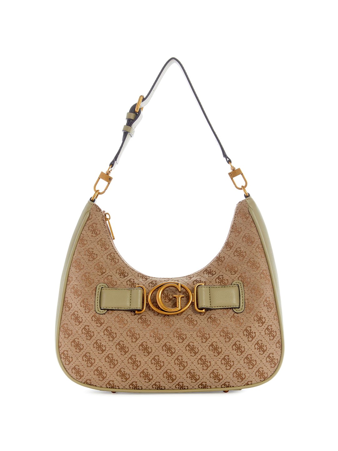 

GUESS Printed PU Half Moon Hobo Bag, Brown