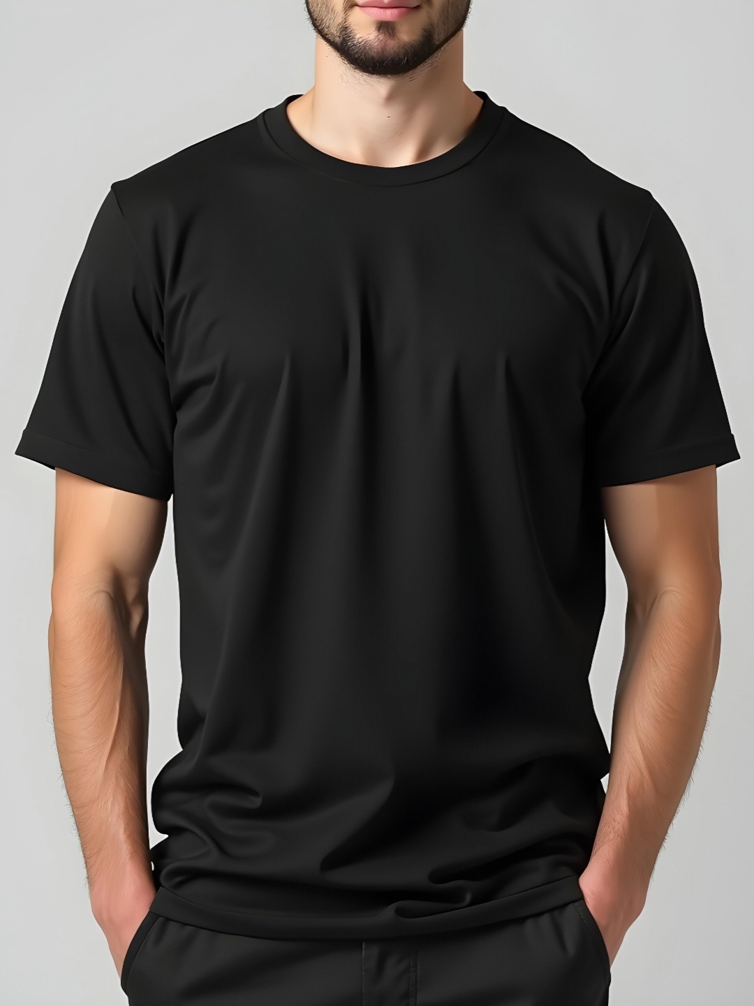 

Minus One Men Pure Cotton T-shirt, Black