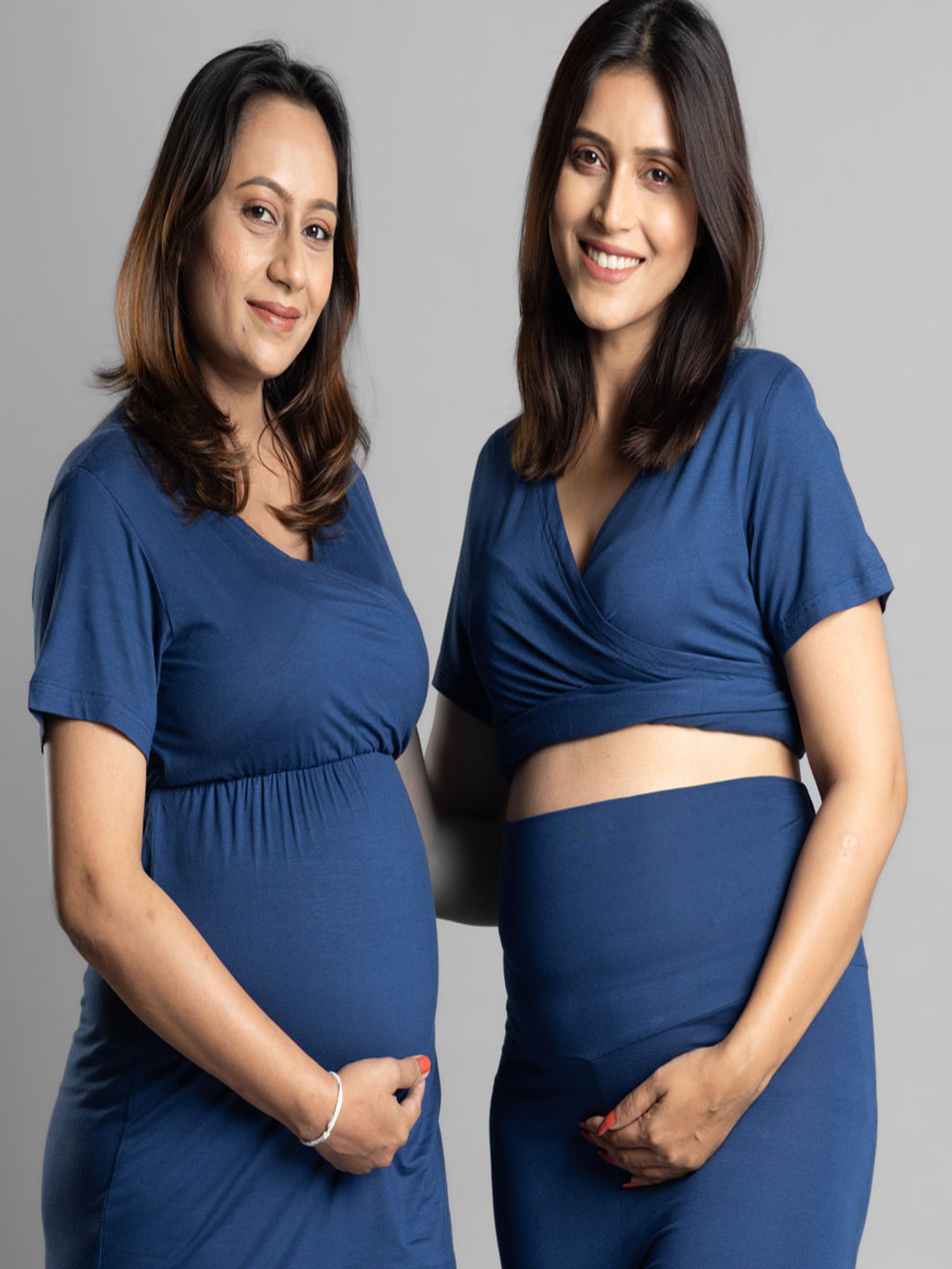

Block Hop Maternity V-Neck Top & Trouser, Blue