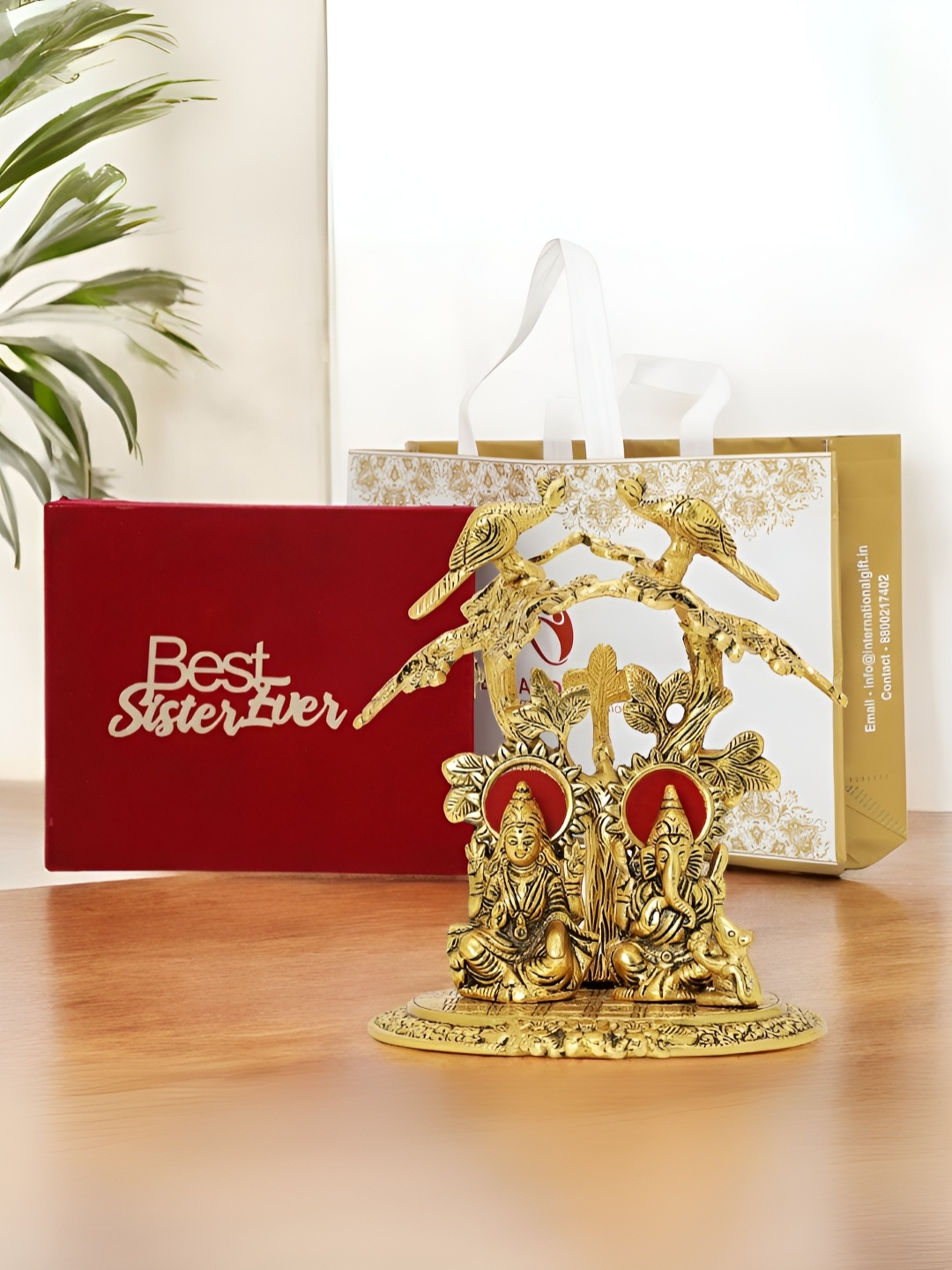 

INTERNATIONAL GIFT Gold Plated Religious Idol Showpiece With Velvet Box & Carry Bag