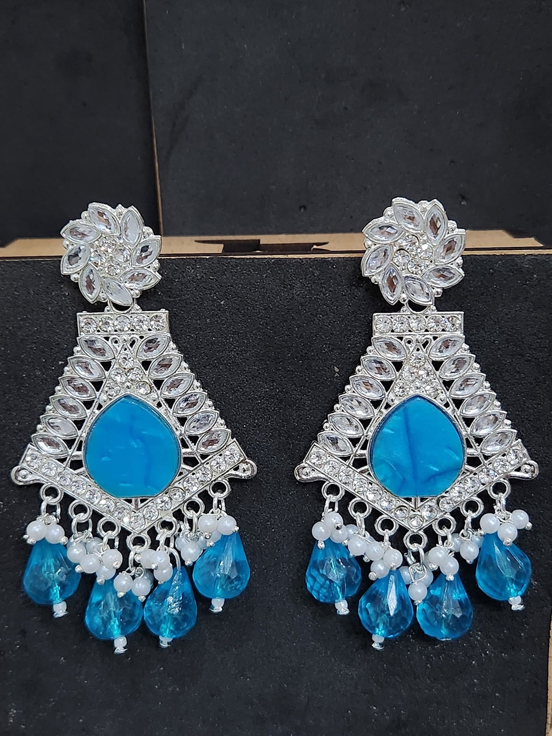

TANLOOMS Triangular Drop Earrings, Turquoise blue
