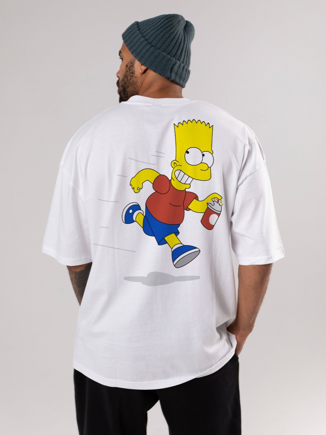 

FLYIND VOGUE OUTFIT Men The Simpsons Bio Finish Graphic Printed Cotton Oversized T-shirt, White