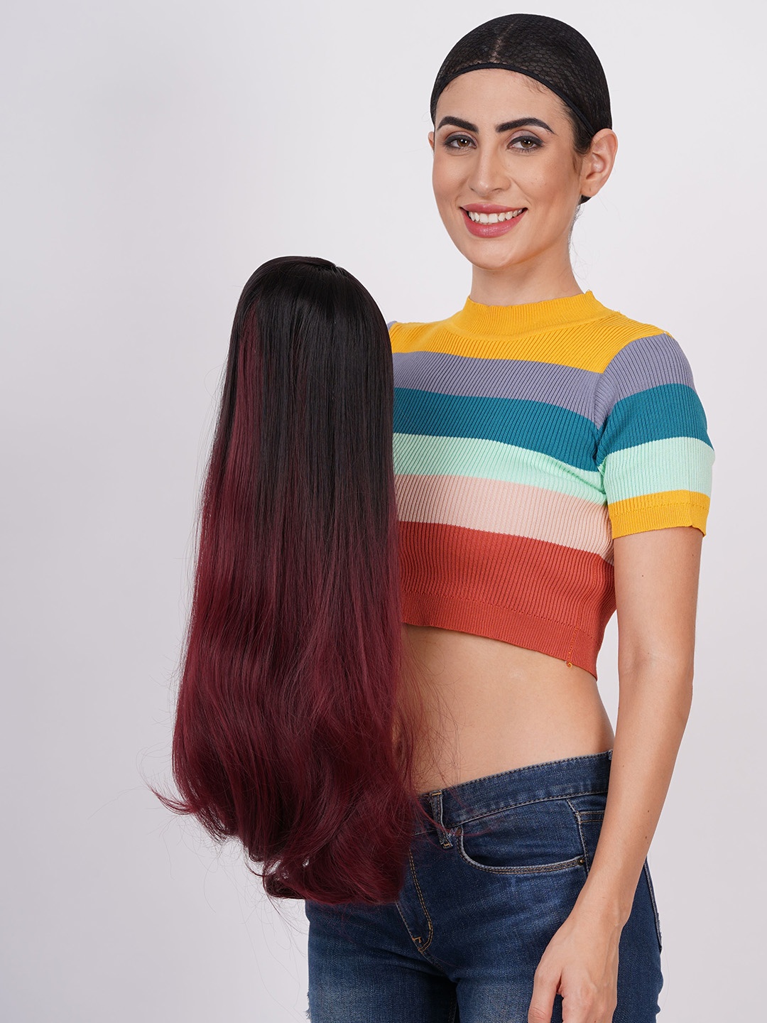 

vister Halo Straight Hair Extension - Brown Red - 28 Inch