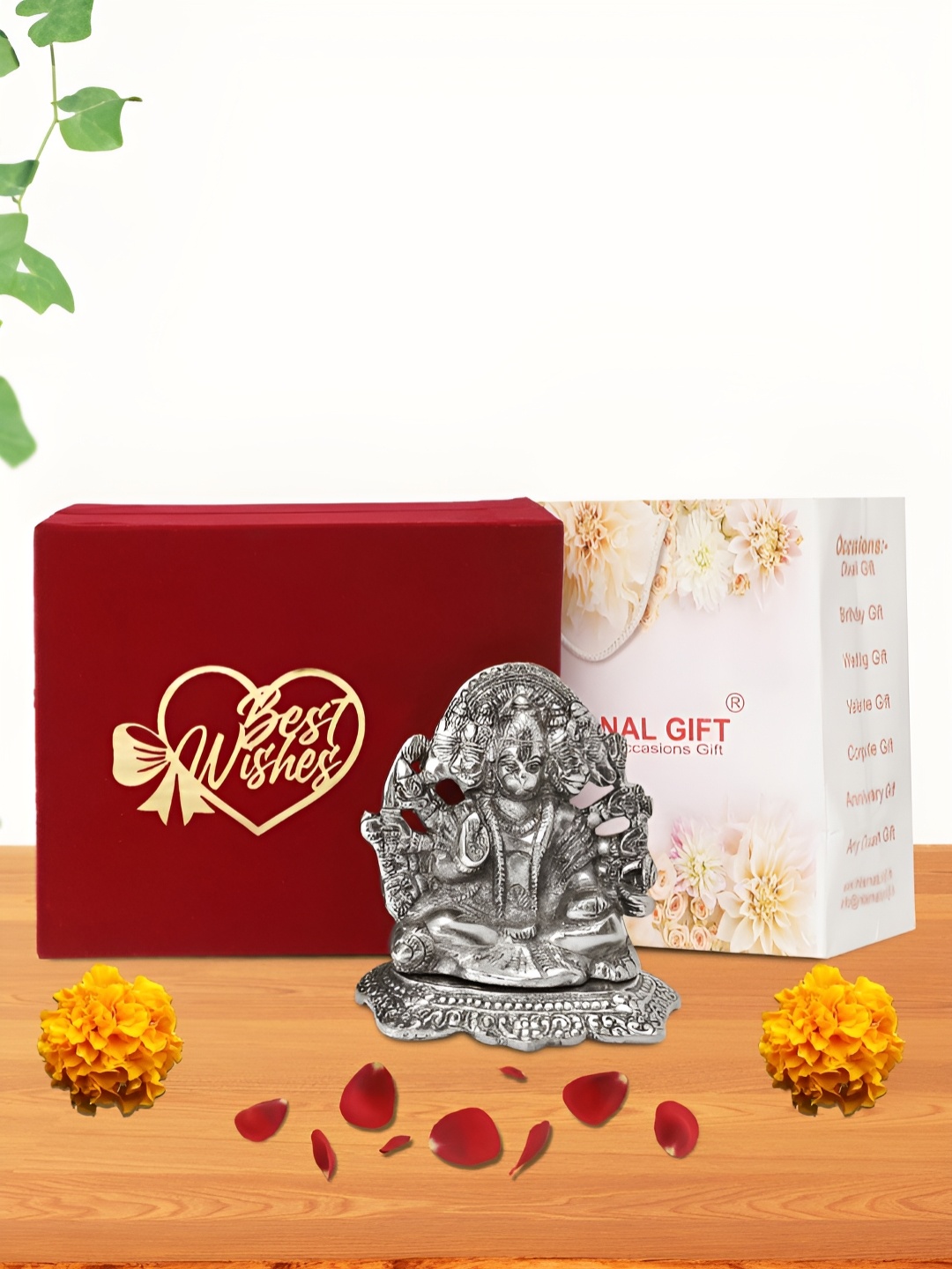 

INTERNATIONAL GIFT Silver-Toned Lord Panchmukhi Hanuman Religious Idol Showpiece