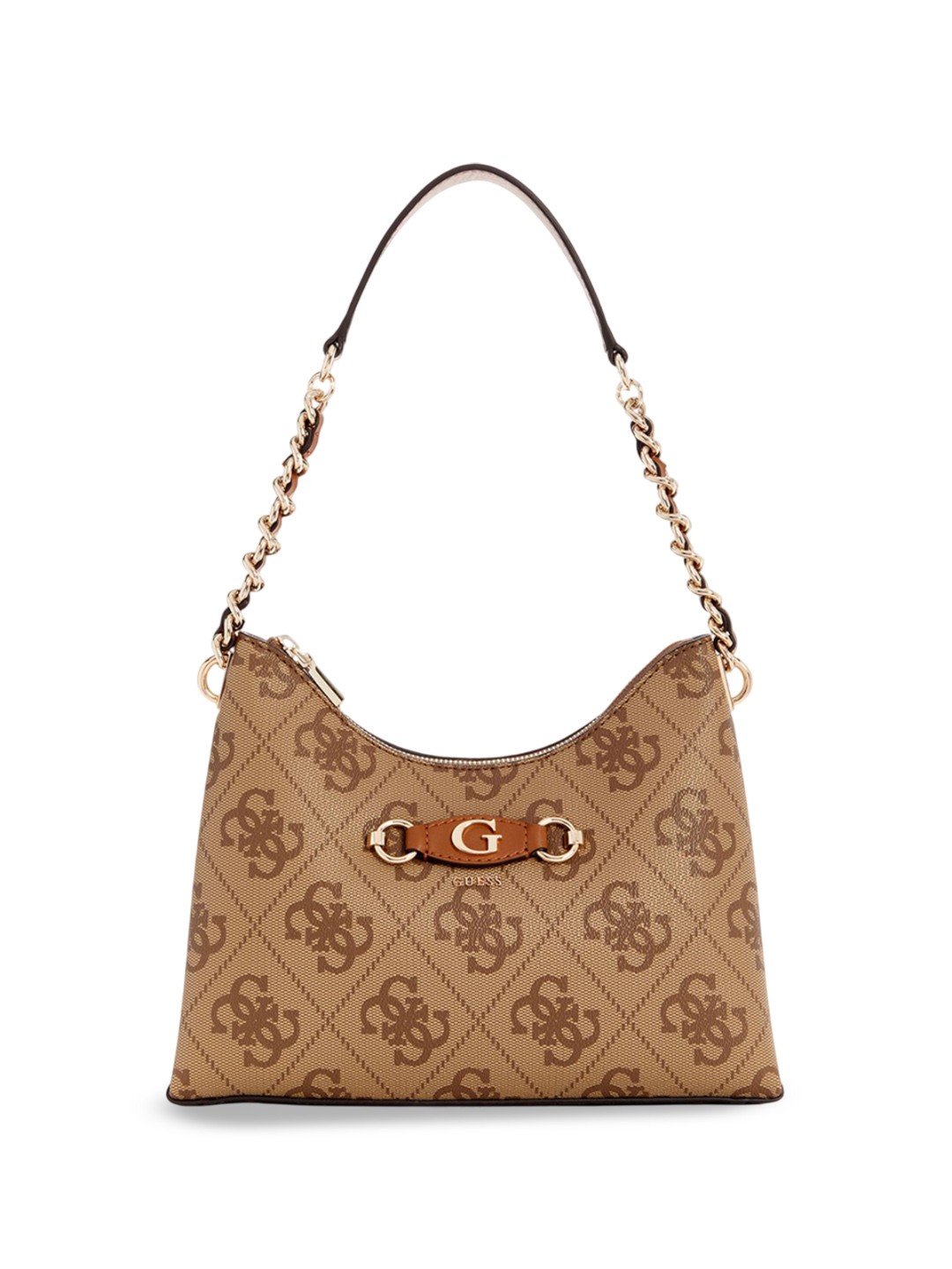

GUESS Printed PU Half Moon Shoulder Bag with Quilted, Brown