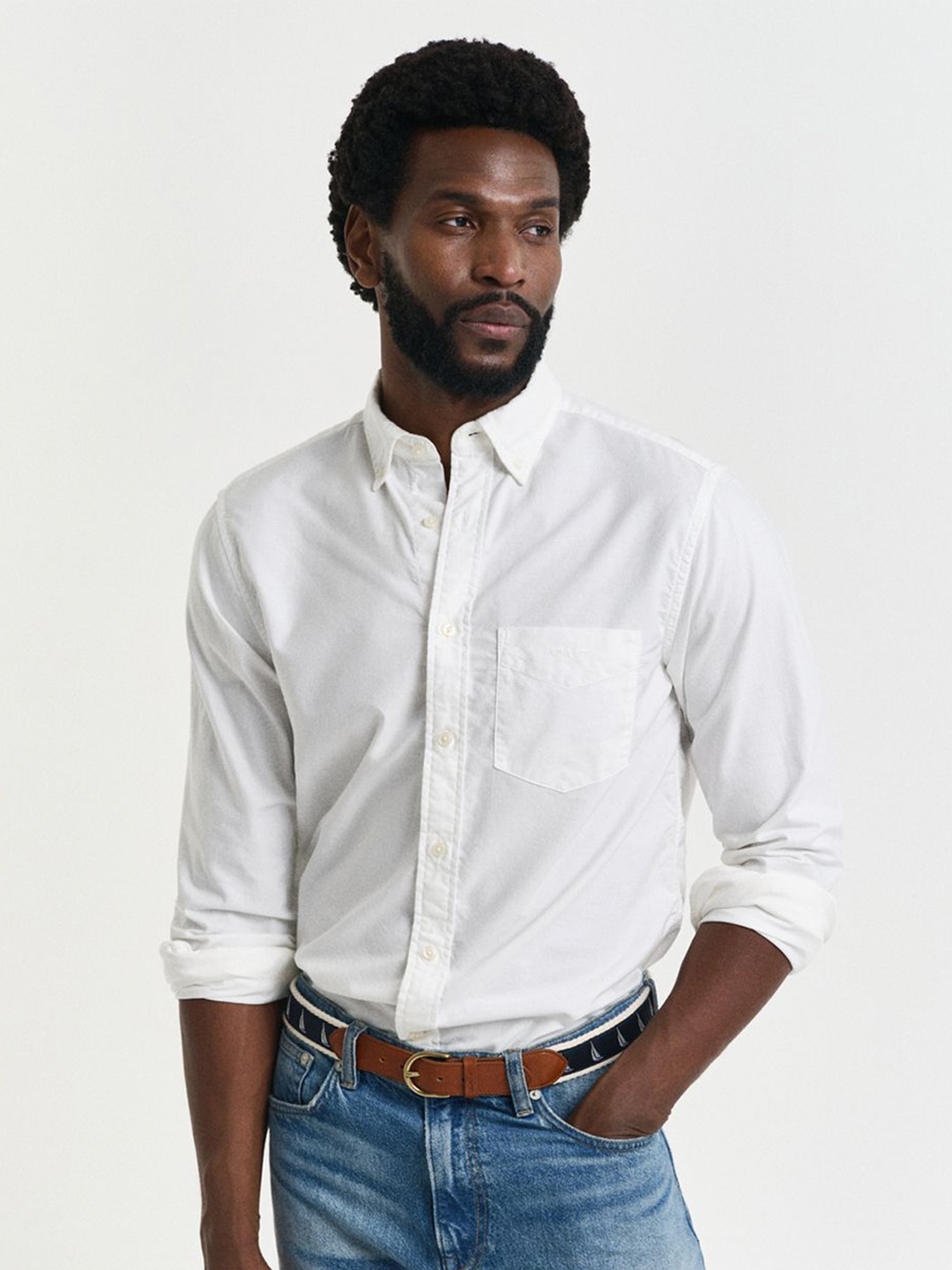 

GANT Men Button-Down Garment Dyed Oxford Solid Cotton Shirt, White