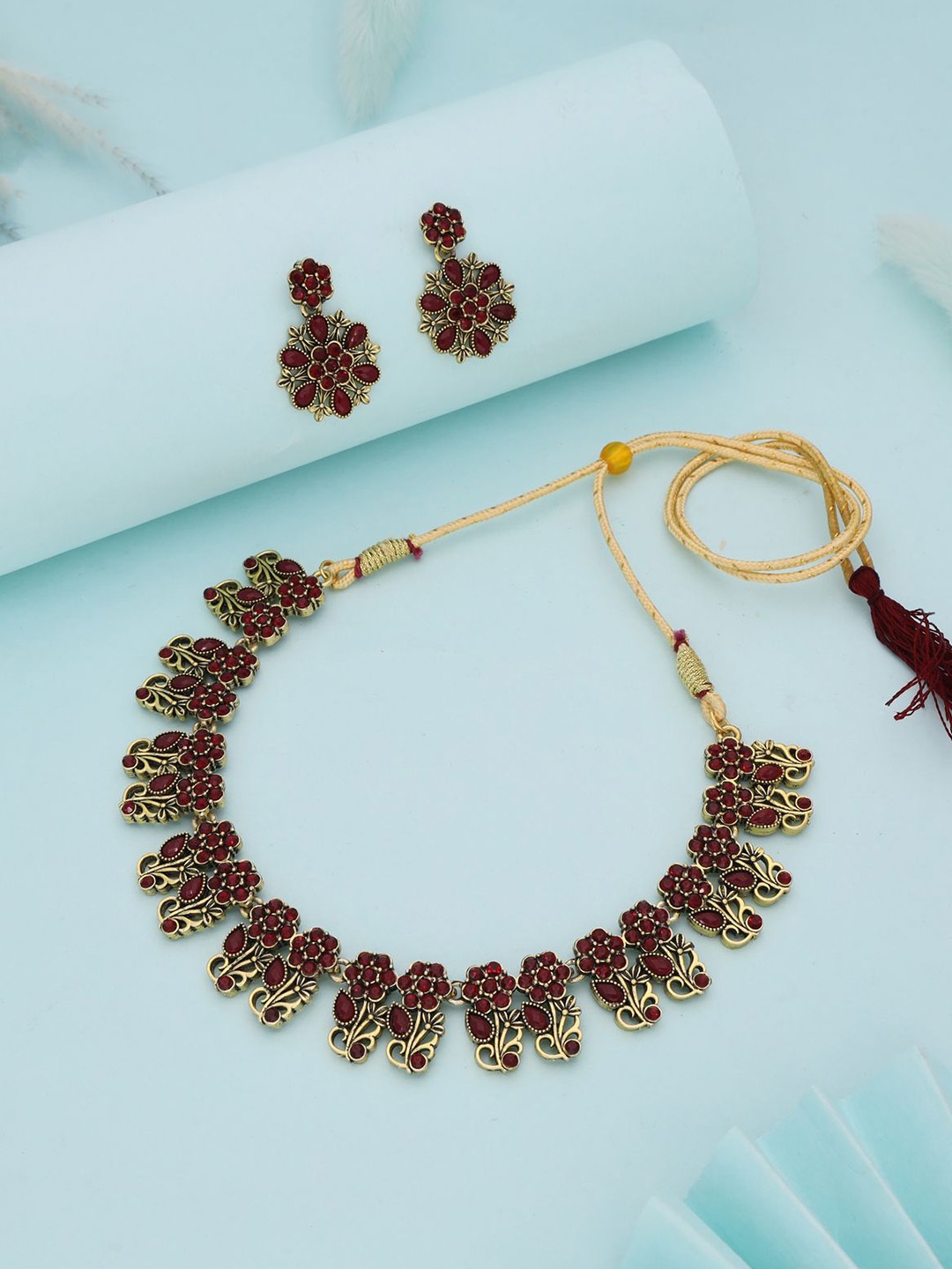 

DIVASTRI Set Of 2 Gold & Silver-Plated American Diamond Studded Jewellery Set