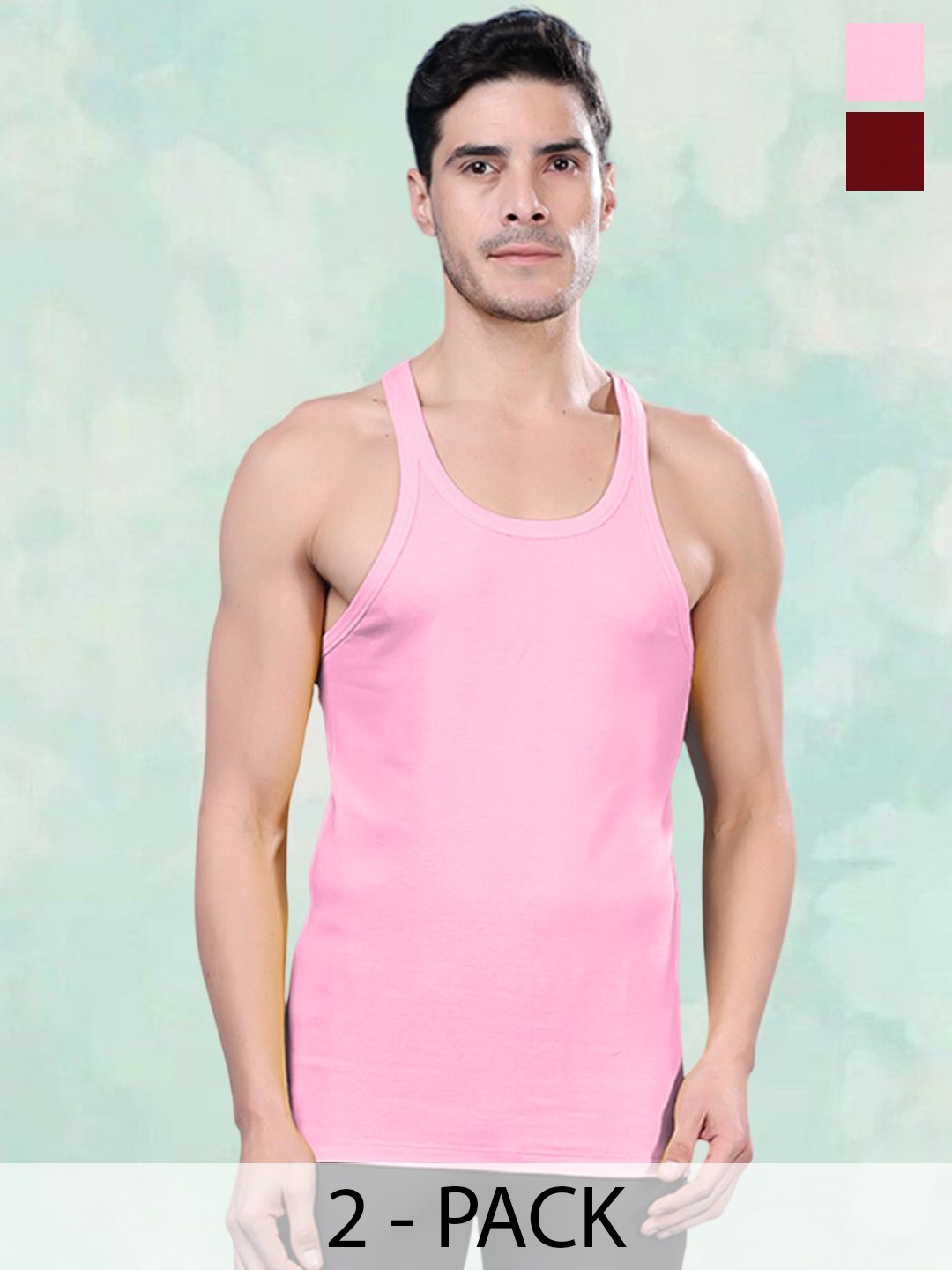 

FBAR Pack Of 2 Cotton Gym Innerwear Vests FBCA-10-14, Pink