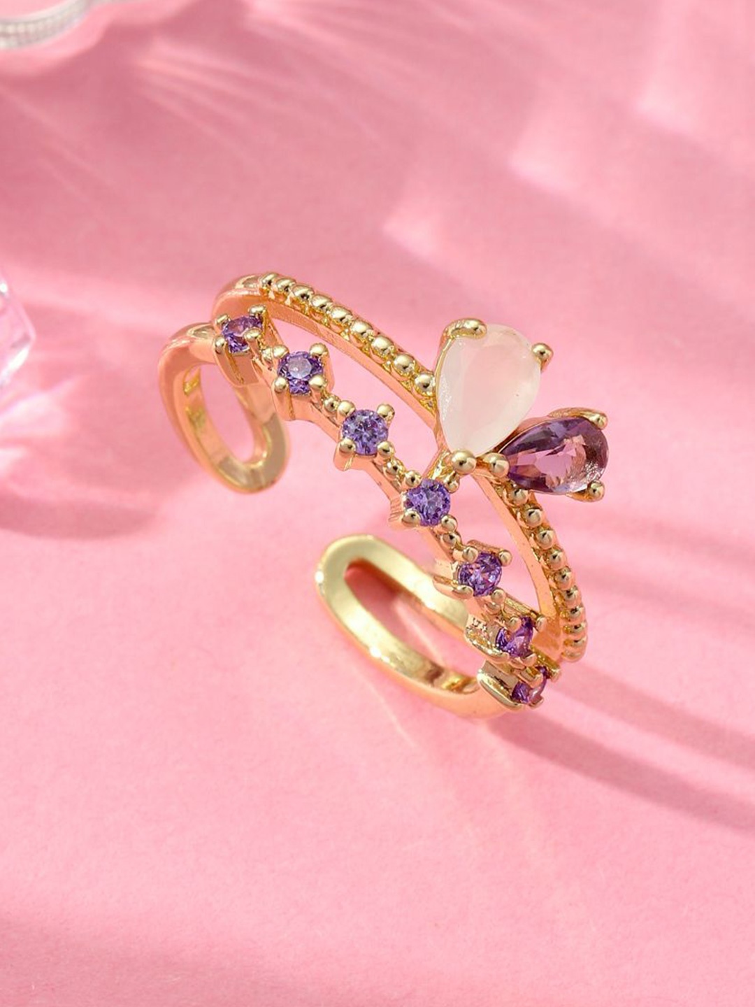 

SALTY Majestic Stone Studded Crown Ring For Women & Girls, Gold