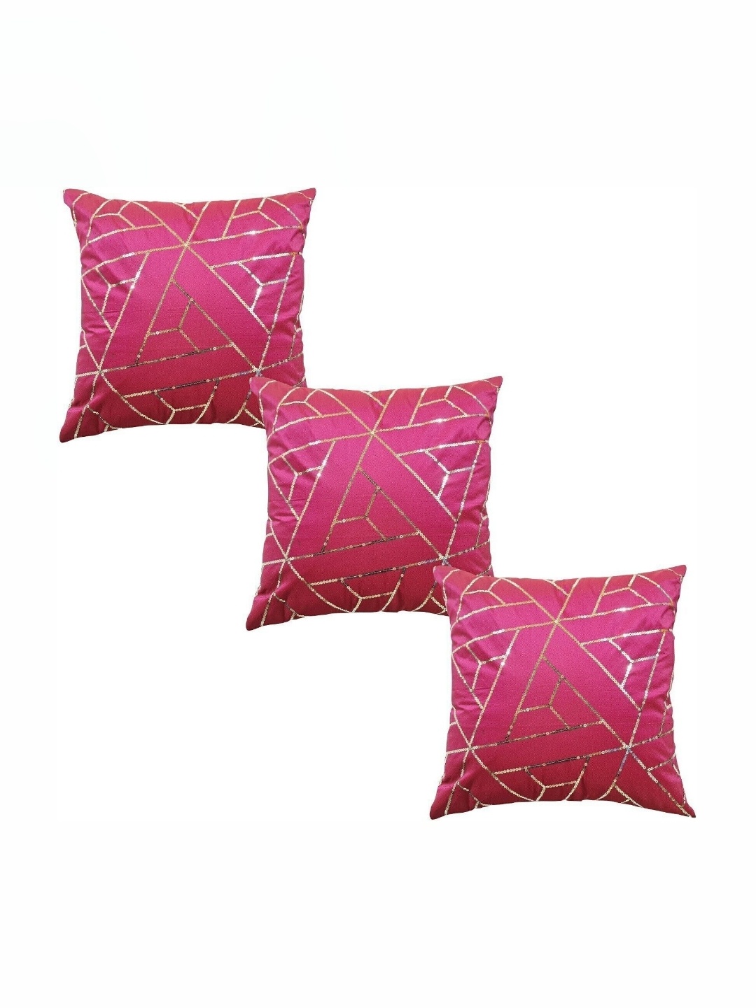 

HOME9INE Fuchsia Set of 3 Sequinned Square Cushion Covers