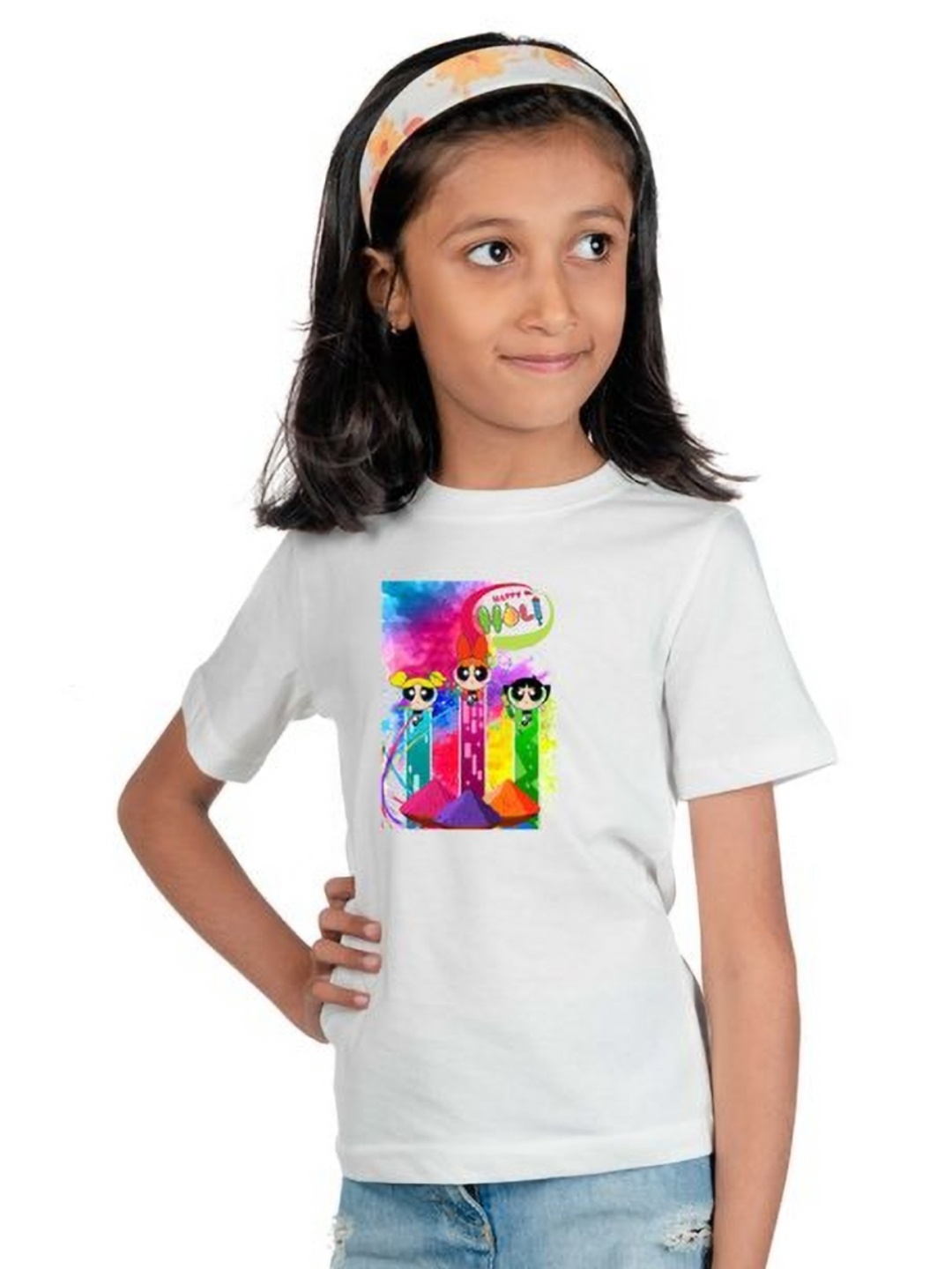 

Chombooka Girls Graphic Printed Round Neck T-shirt, White