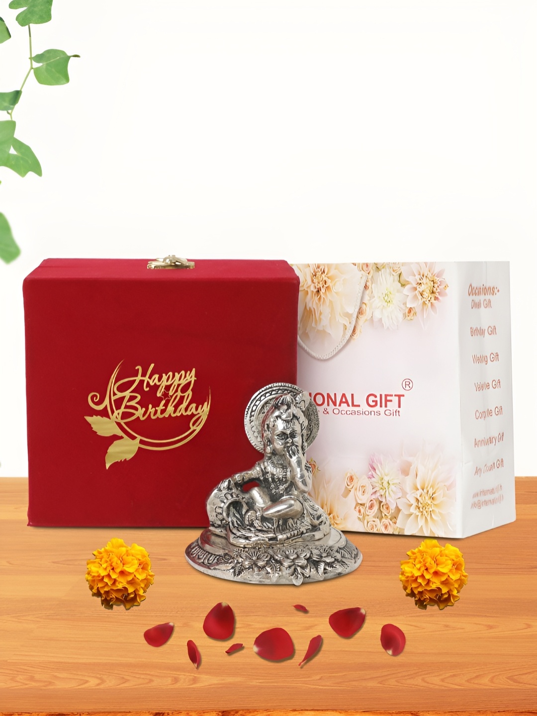 

INTERNATIONAL GIFT Silver-Toned Laddu Gopal Religious Idol Showpiece