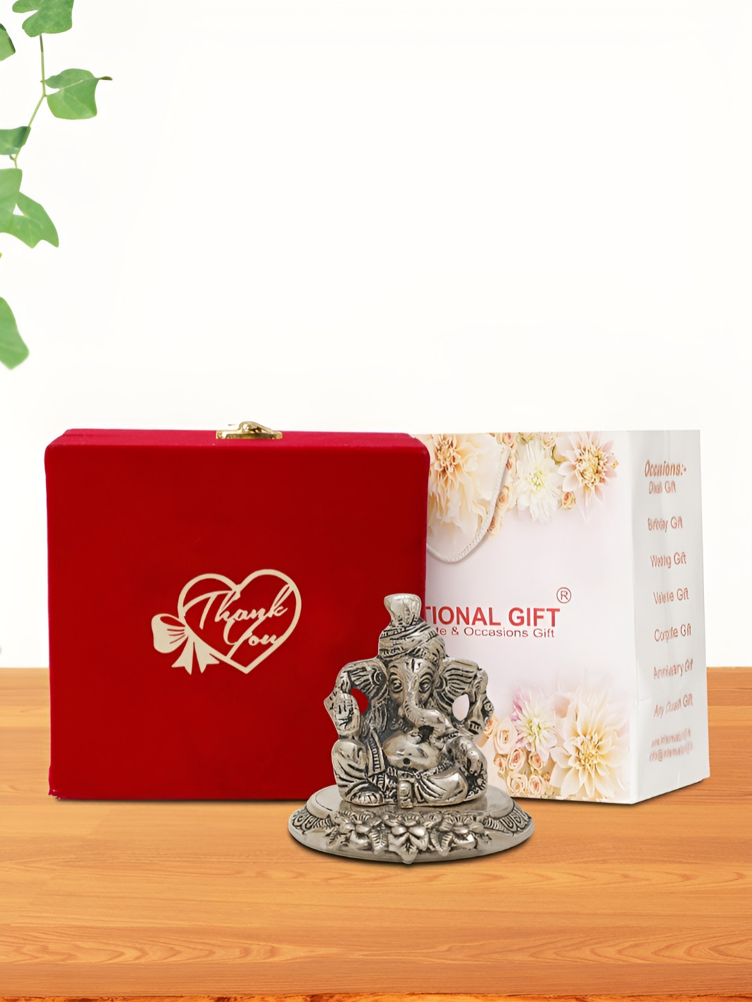 

INTERNATIONAL GIFT Silver-Toned Pagdi Ganesh Religious Idol Showpiece