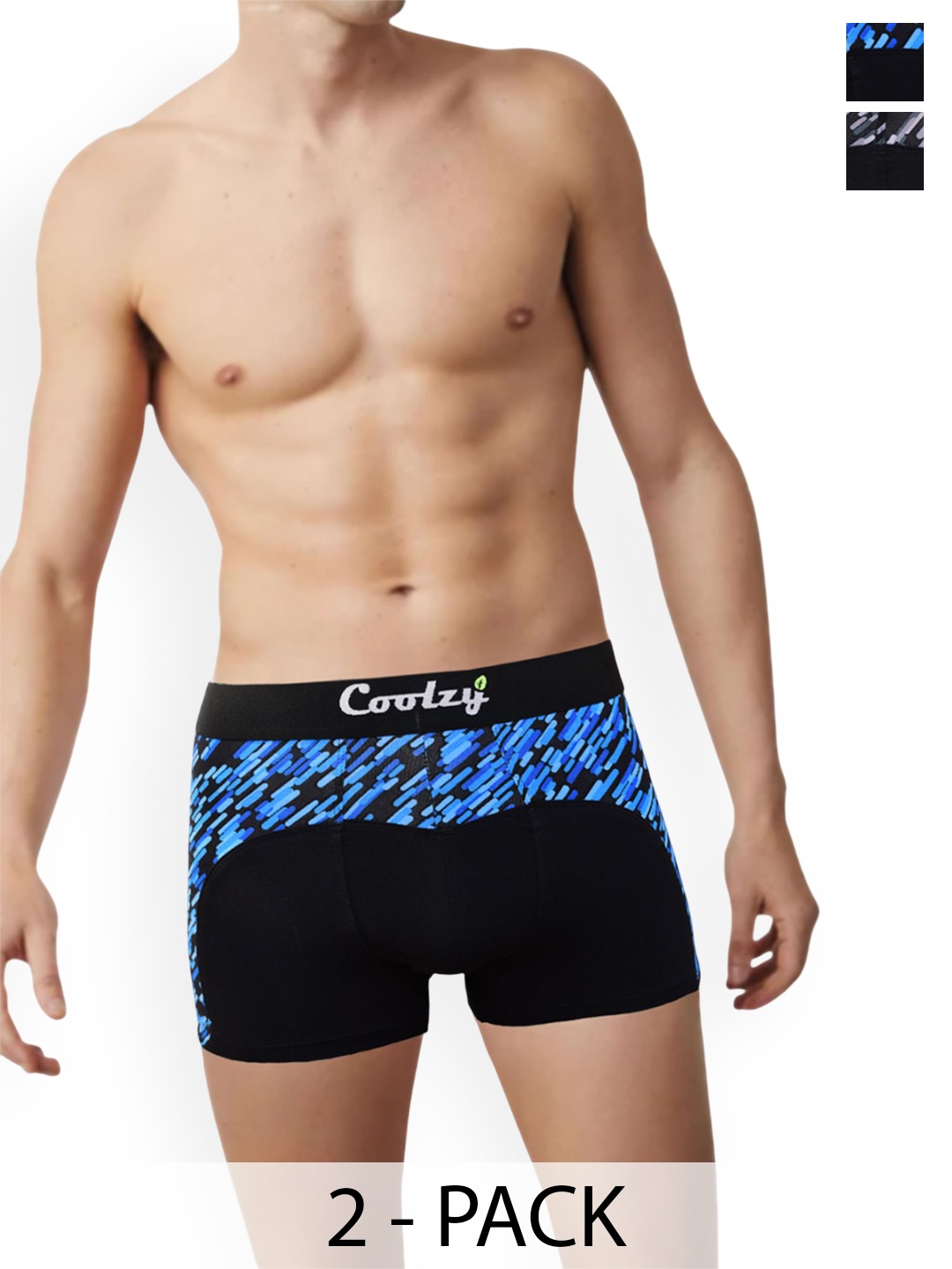 

COOLZY Pack Of 2 Printed Short Trunks EOSHTN2K051-S, Black