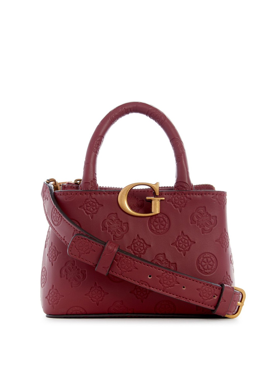 

GUESS Printed PU Structured Satchel with Applique, Red