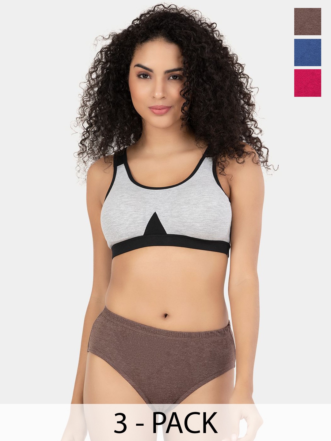 

Trylo Women Pack Of 3 High Rise Assorted Cotton Hipster Briefs