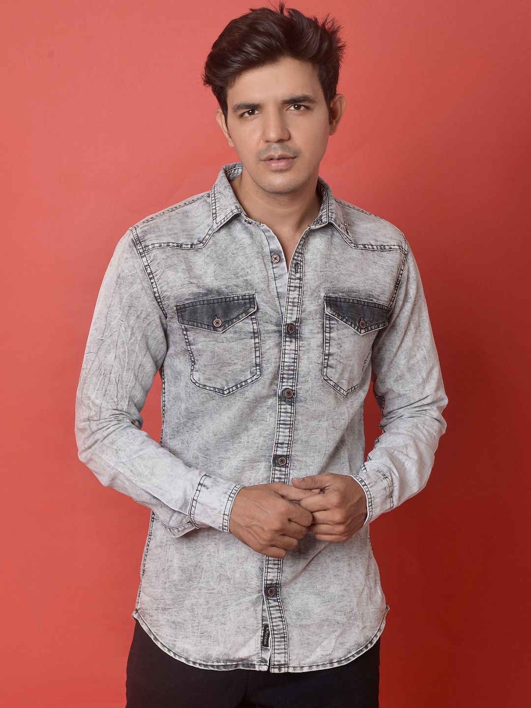 

Fesner Men Comfort Opaque Party Shirt, Grey
