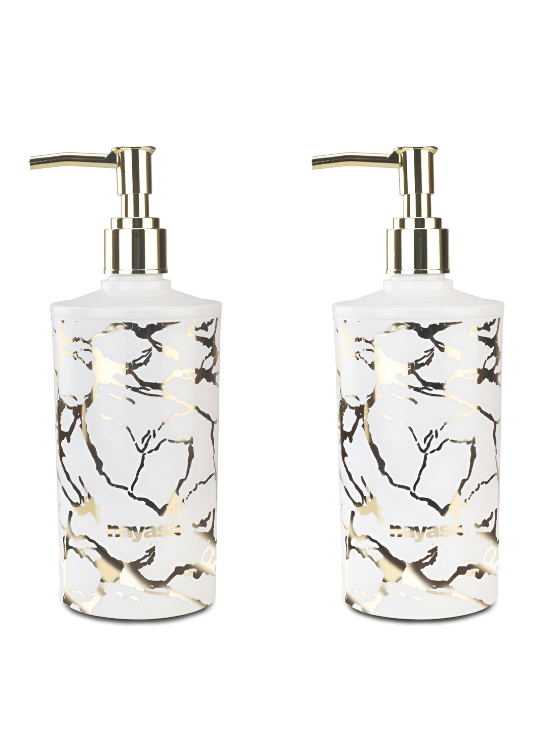 

Nayasa Set of 2 White & Gold-Toned Stylo Soap Dispensers with Pump