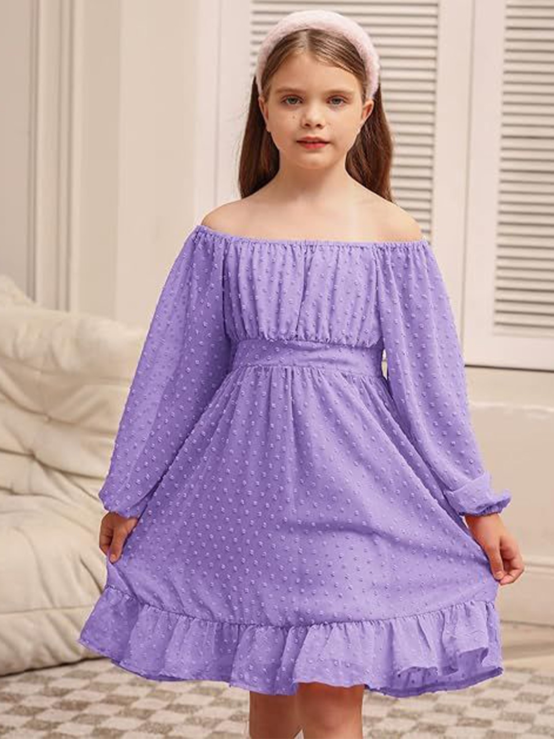 

R Cube Georgette Fit & Flare Midi Dress, Lavender