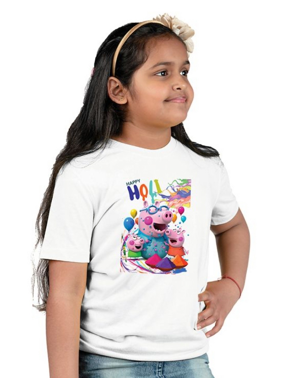 

Chombooka Girls Graphic Printed Round Neck T-shirt, White