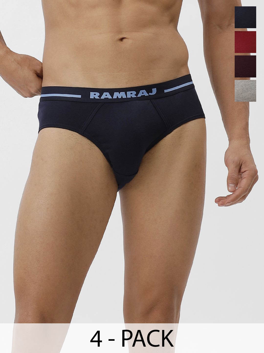 

Ramraj Men Pack of 4 Cotton Low-Rise Briefs, Navy blue