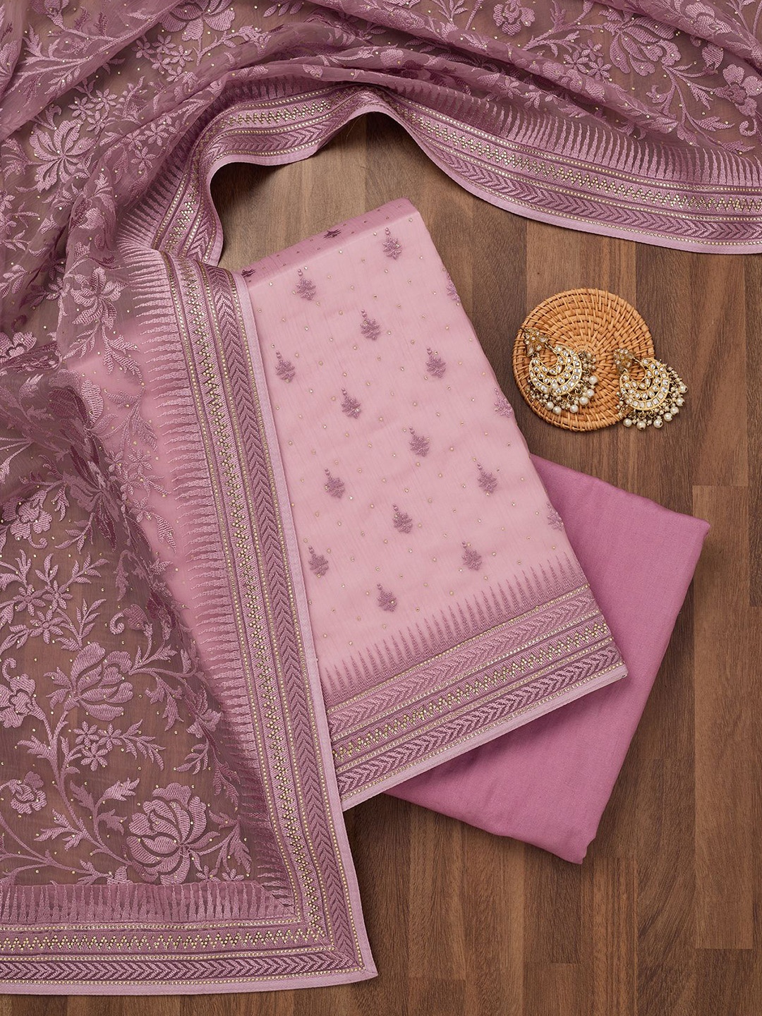 

Koskii Unstitched Dress Material, Purple