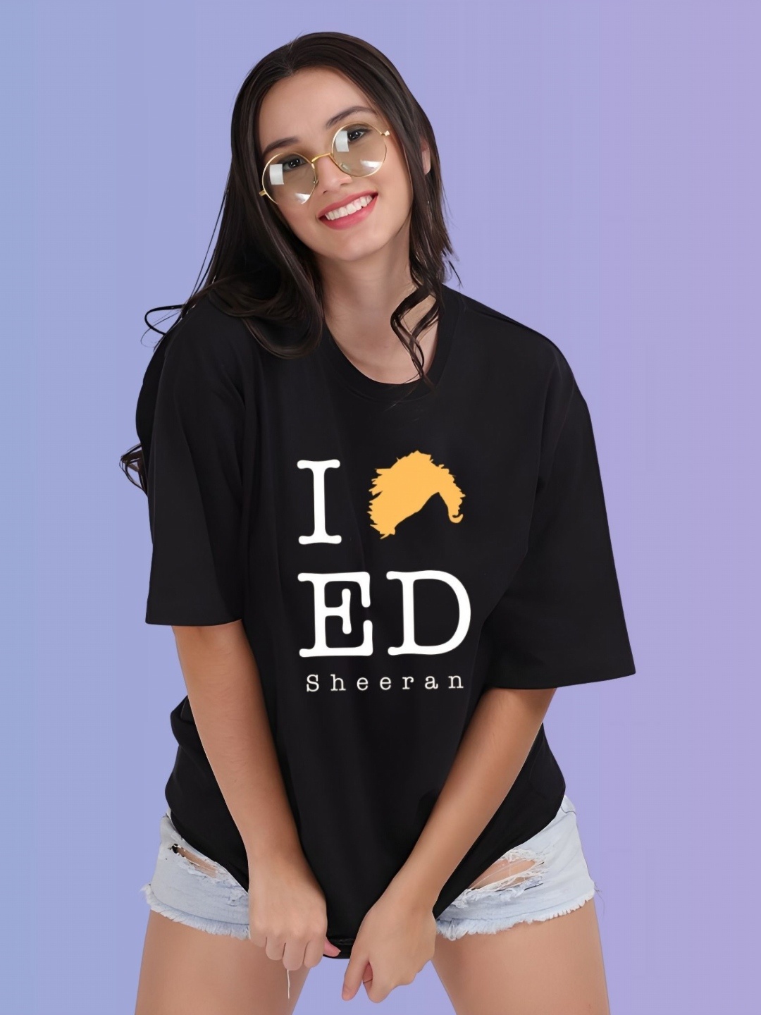 

TRENDSATTIRE Women Ed Sheeran Fan Tshirt, Black