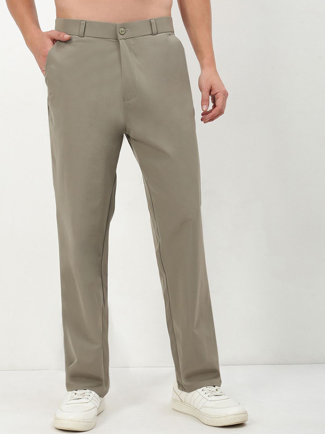 

SHOWOFF Men Comfort Low-Rise Trousers, Beige