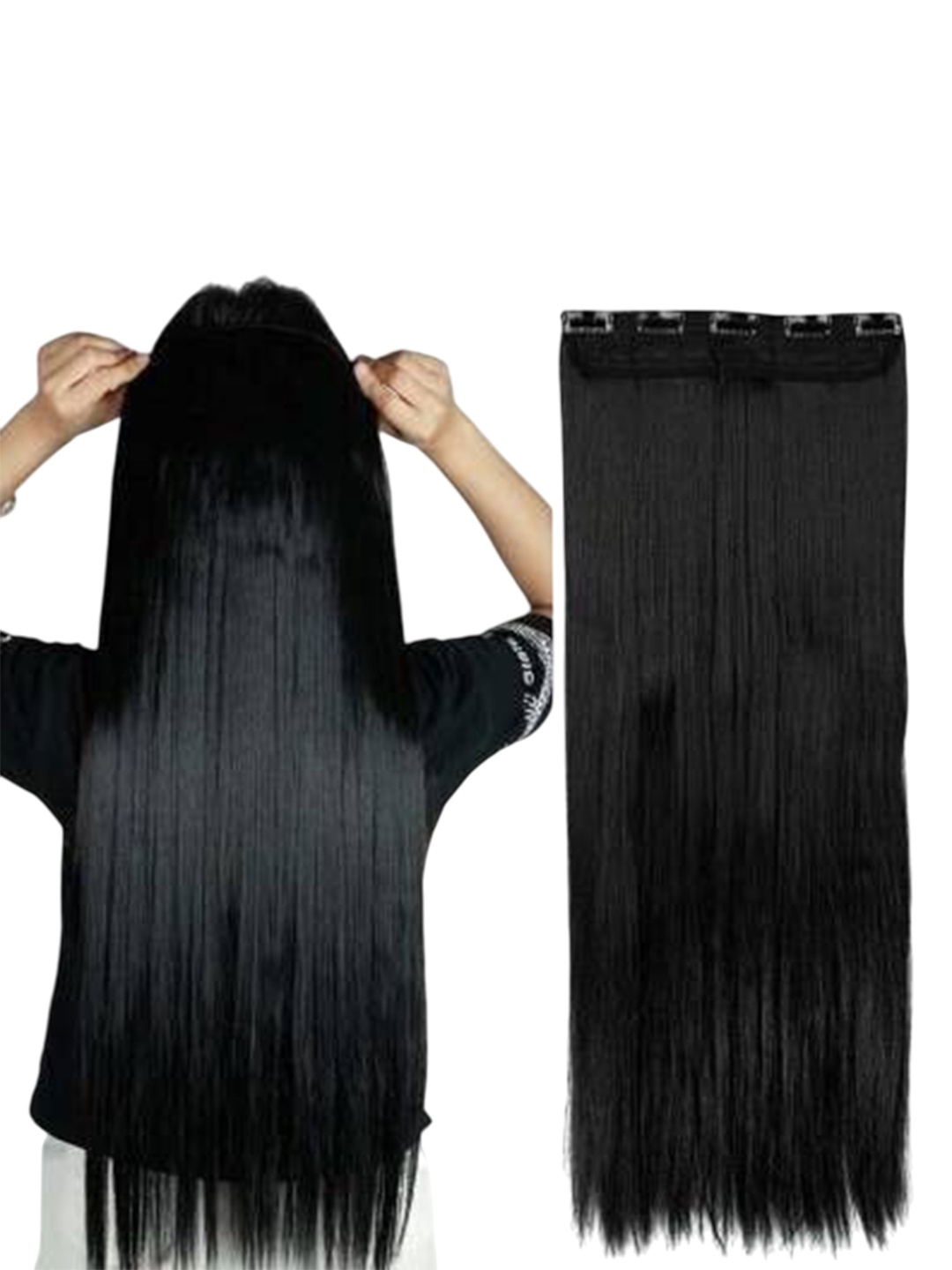 

vister Clip-In Straight Hair Extension - Black - 22 Inch