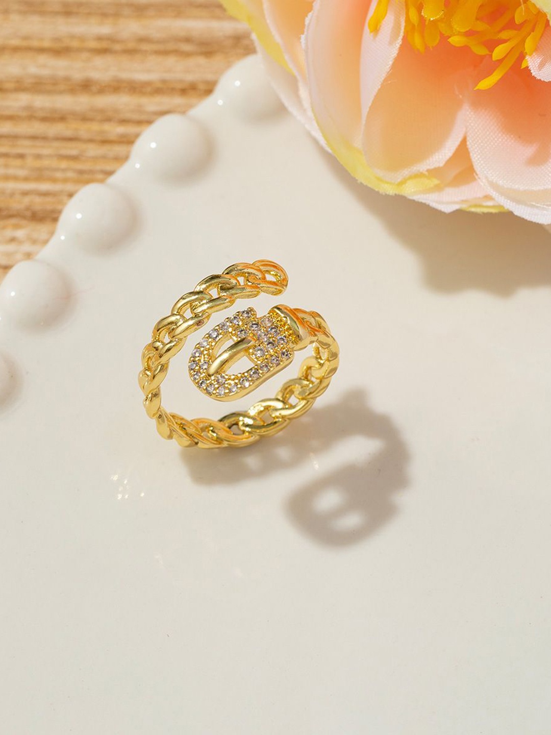 

KAORI BY SHREYA AGARWAL Gold Plated Cubic Zirconia Studded Ring